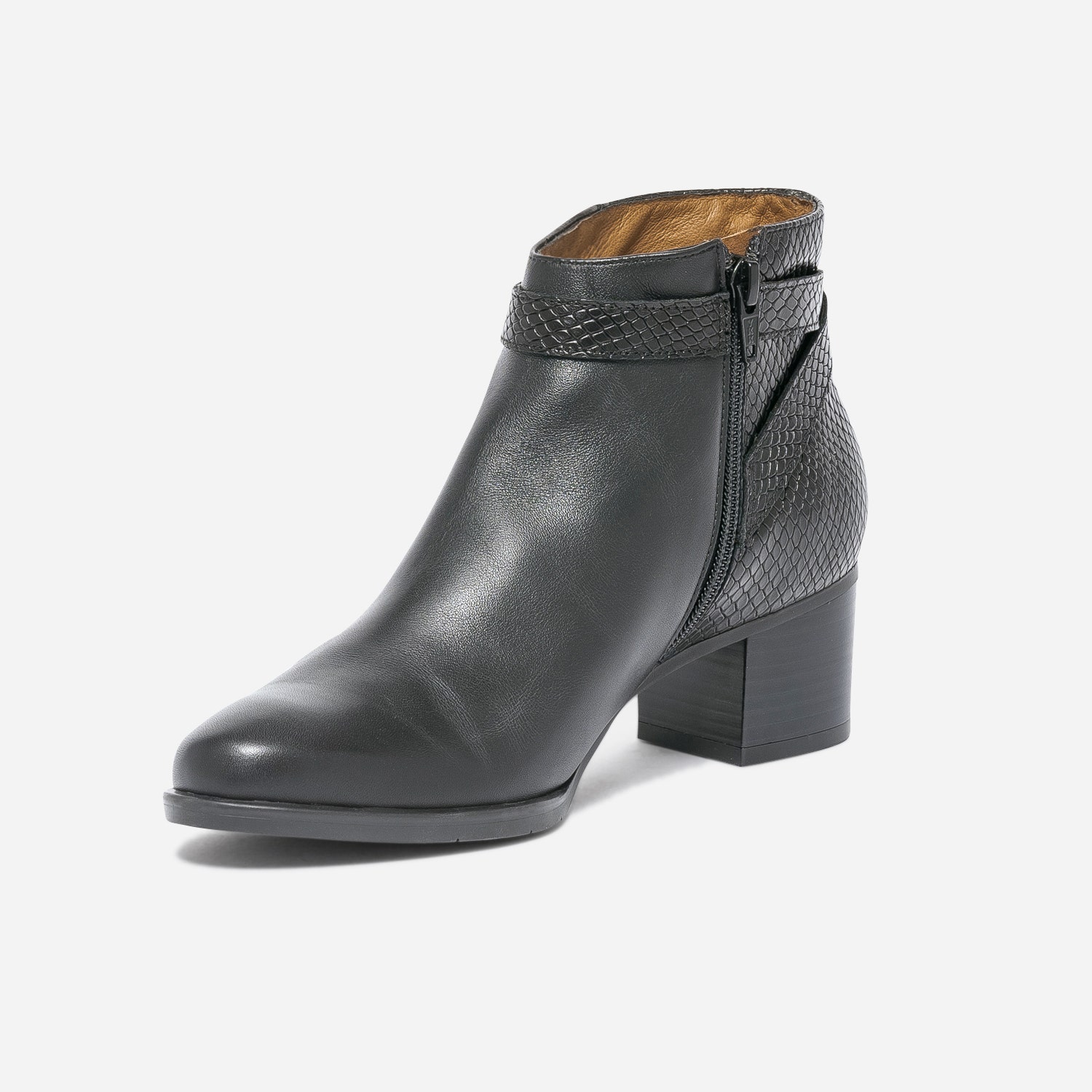 Boots à talon ERAM FLEX noir cuir embossé