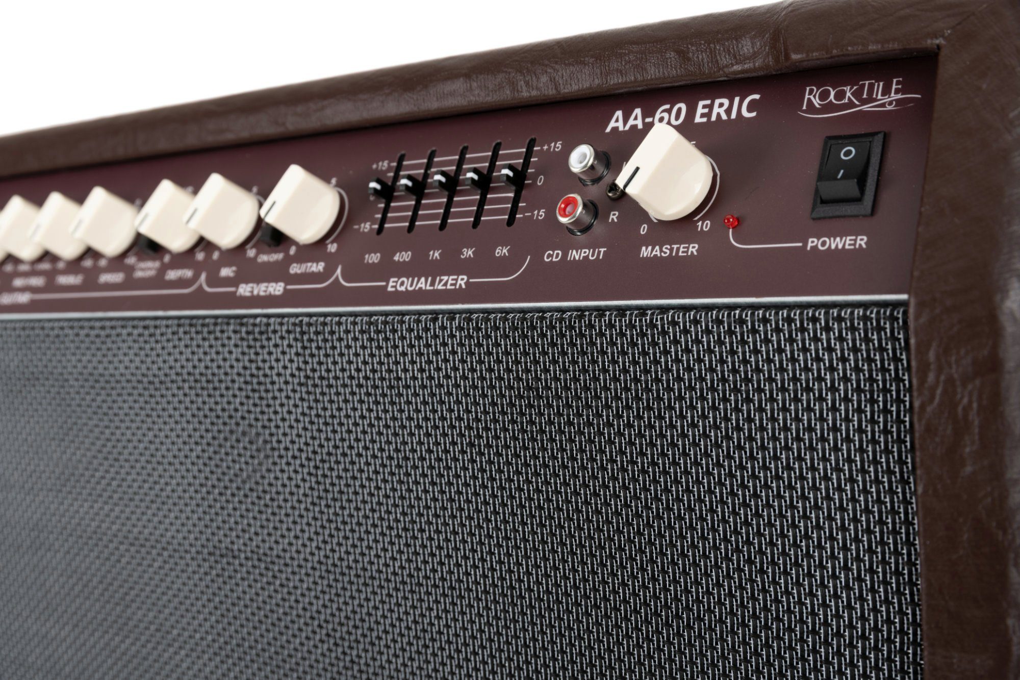 Rocktile AA-60 Eric Akustikverstärker Verstärker (Anzahl Kanäle: 2 (Mikrofon und Gitarre), 60 W, Comboverstärker - 5-Band EQ - Reverb-Effekt für Gesang und Gitarre)