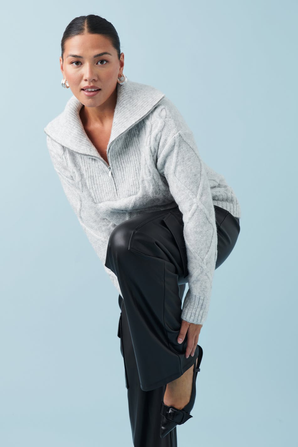 Knitted zip sweater