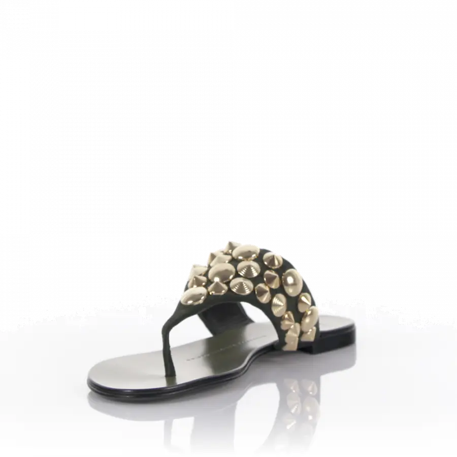 Giuseppe Zanotti - Sandalen Rock 10 Veloursleder grün Nieten - grün