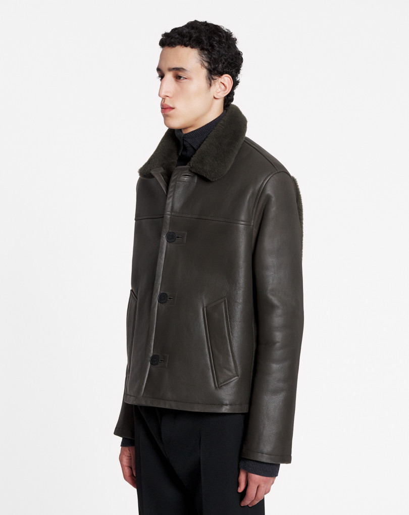 VESTE SHEARLING À IMPRIMÉ INTARSIA