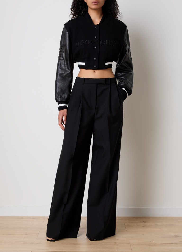 Κοντό καπιτονέ μπουφάν μπέιζμπολ Givenchy από μείγμα μαλλιού με δερμάτινες λεπτομέρειες