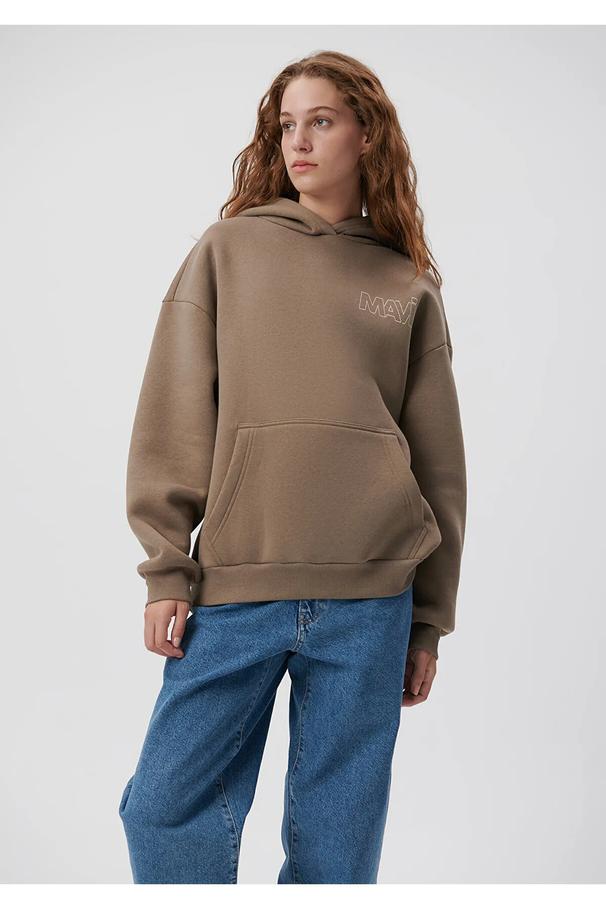 Mavi  Braunes Kapuzen-Sweatshirt mit Logo-Print 1611604-70380