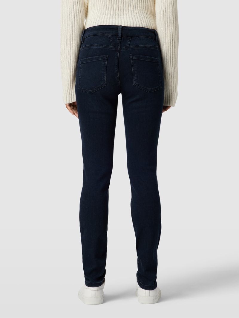 Slim Fit Jeans mit Viskose-Anteil und Label-Details in dunkelblau