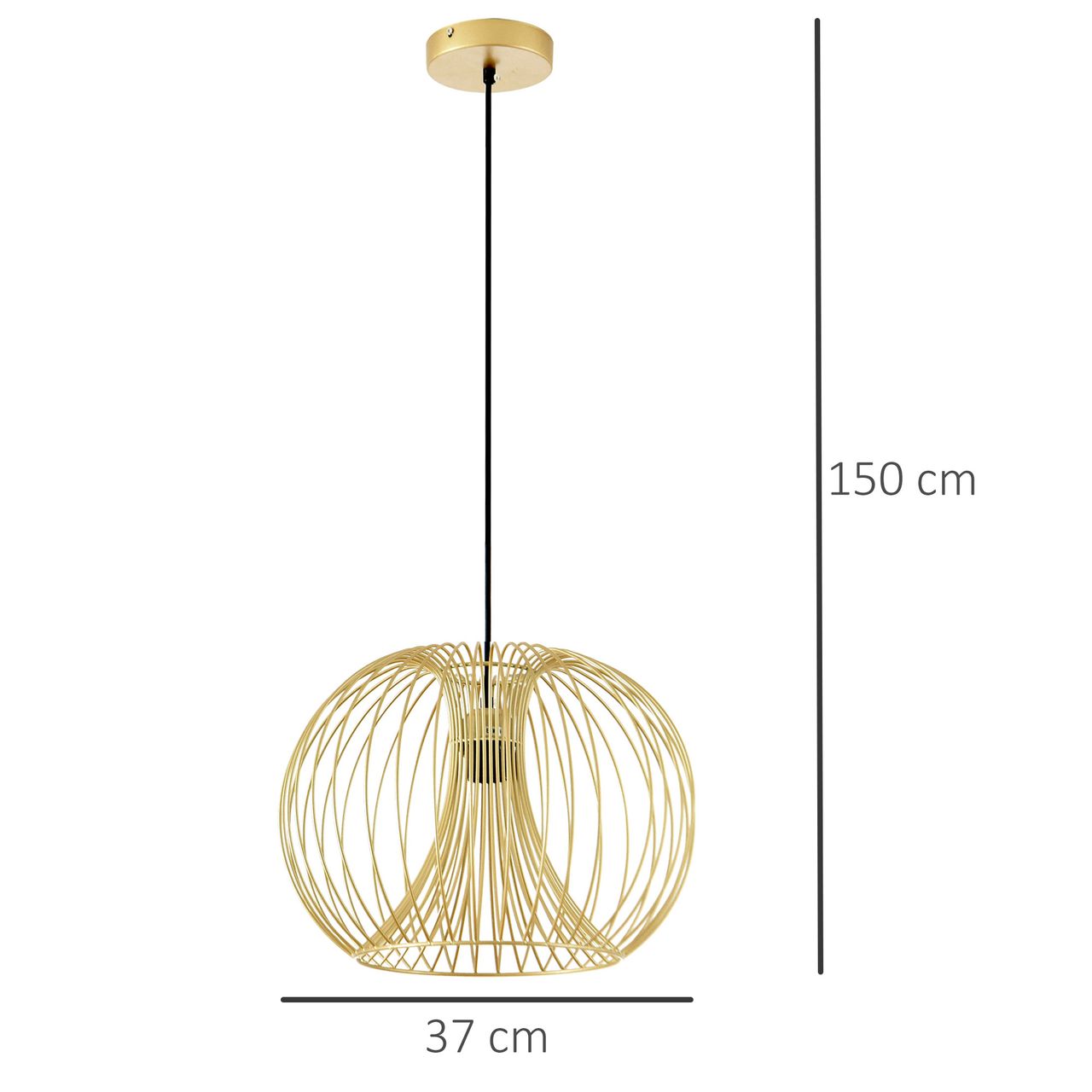HOMCOM Hängeleuchte Deckenlampe moderne Pendelleuchte E27 40W Stahl Gold