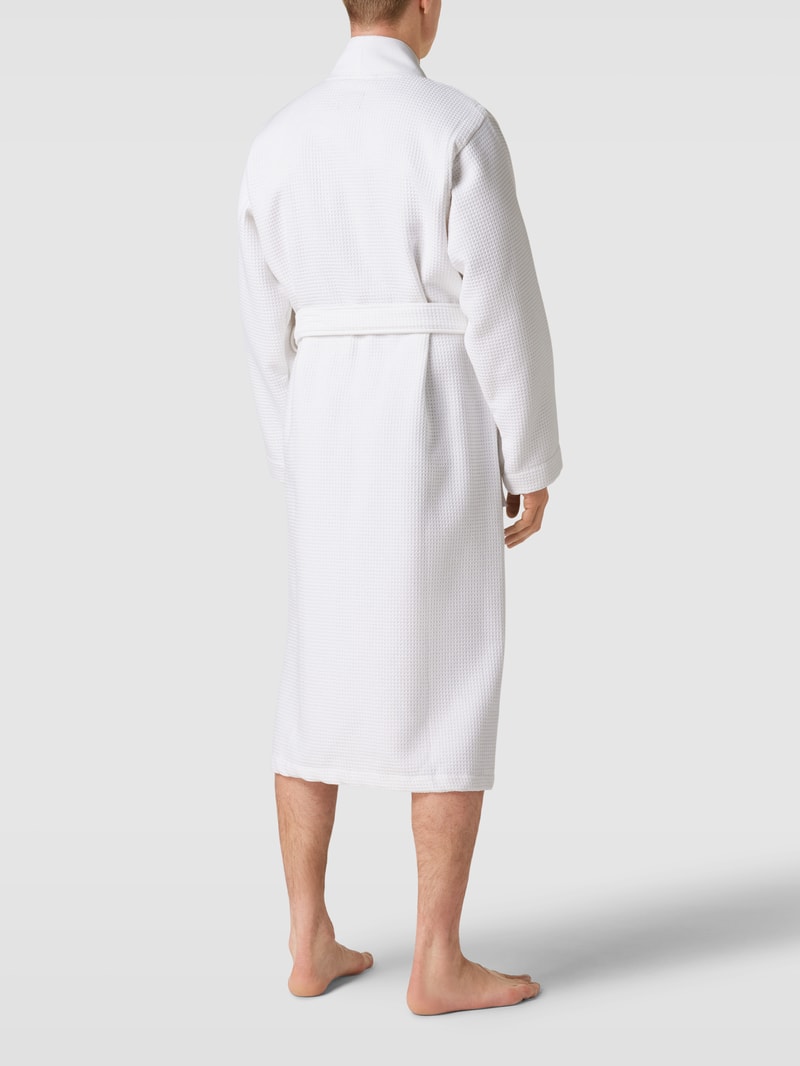 Bademantel mit Strukturmuster Modell 'Waffle Kimono' in weiß