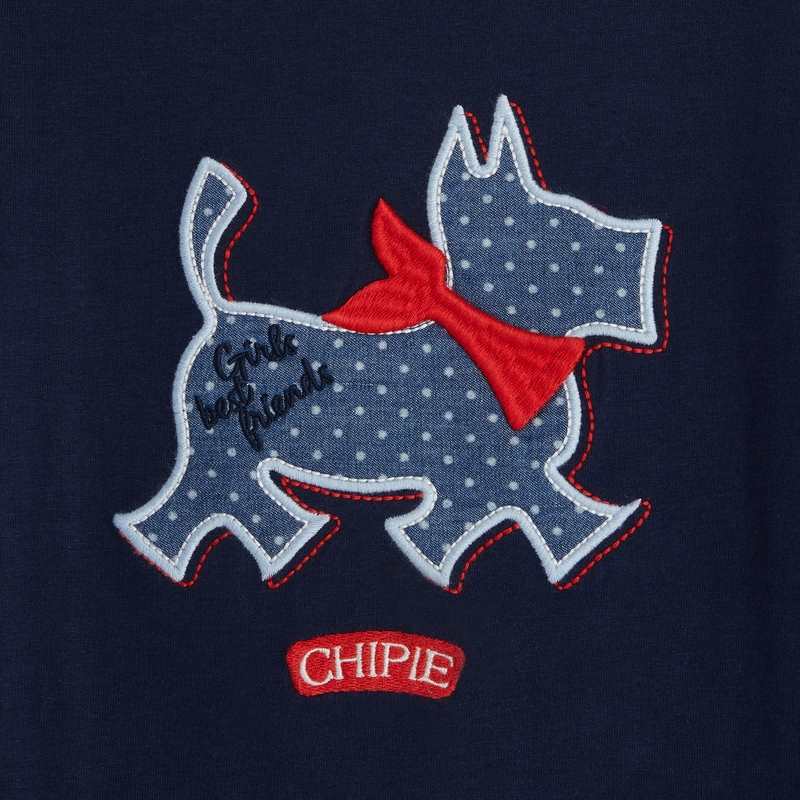 T-shirt scottish brodé Chipie bleu fille