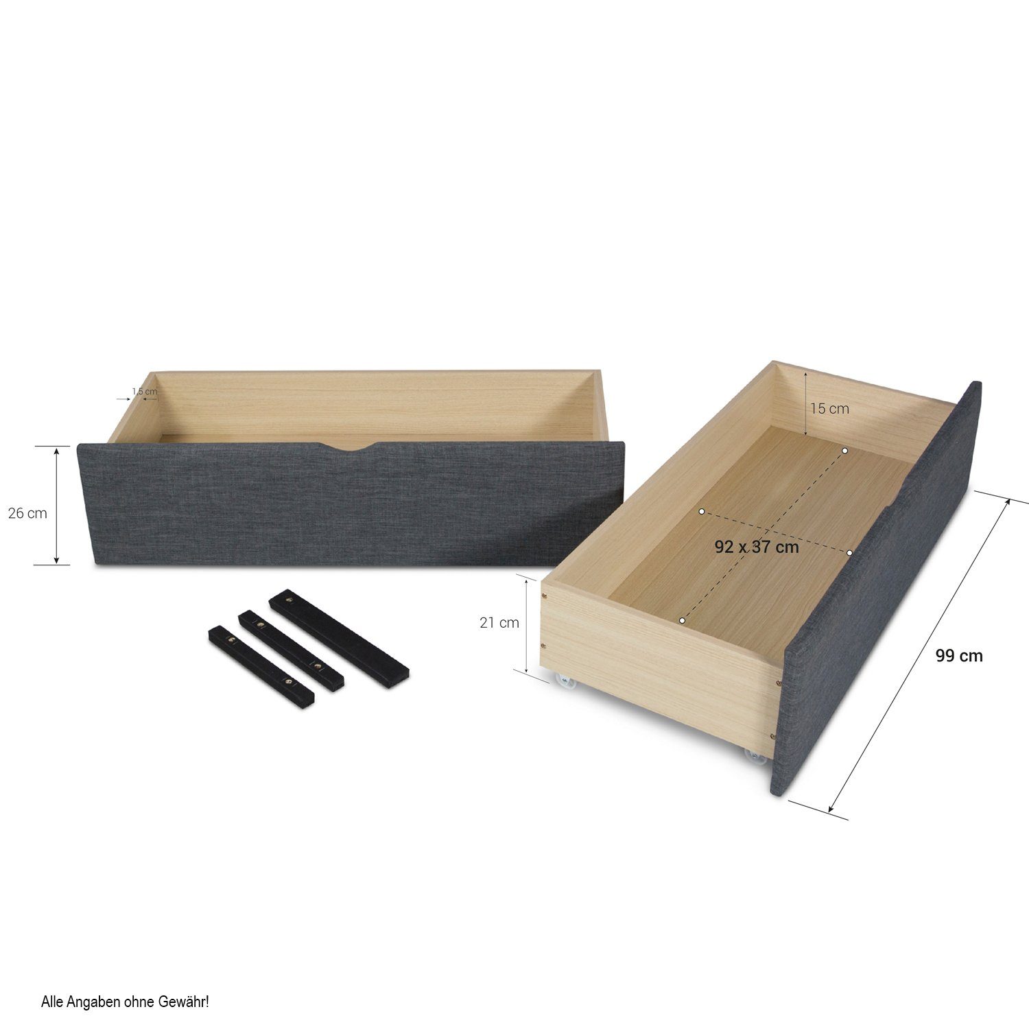 Homestyle4u Polsterbett Doppelbett Stoffbett Bettgestell mehrere Größen Lattenrost anthrazit