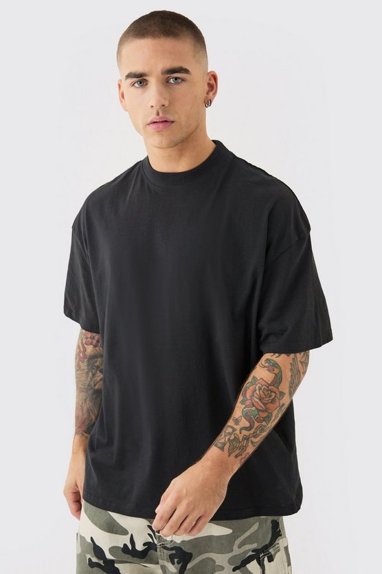 Oversized Extended Neck Floral Graphic Back Print T-shirt