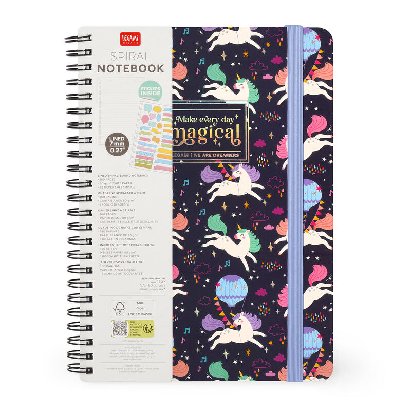 Caderno pautado - Grande - Encadernação em espiral - Formato A5