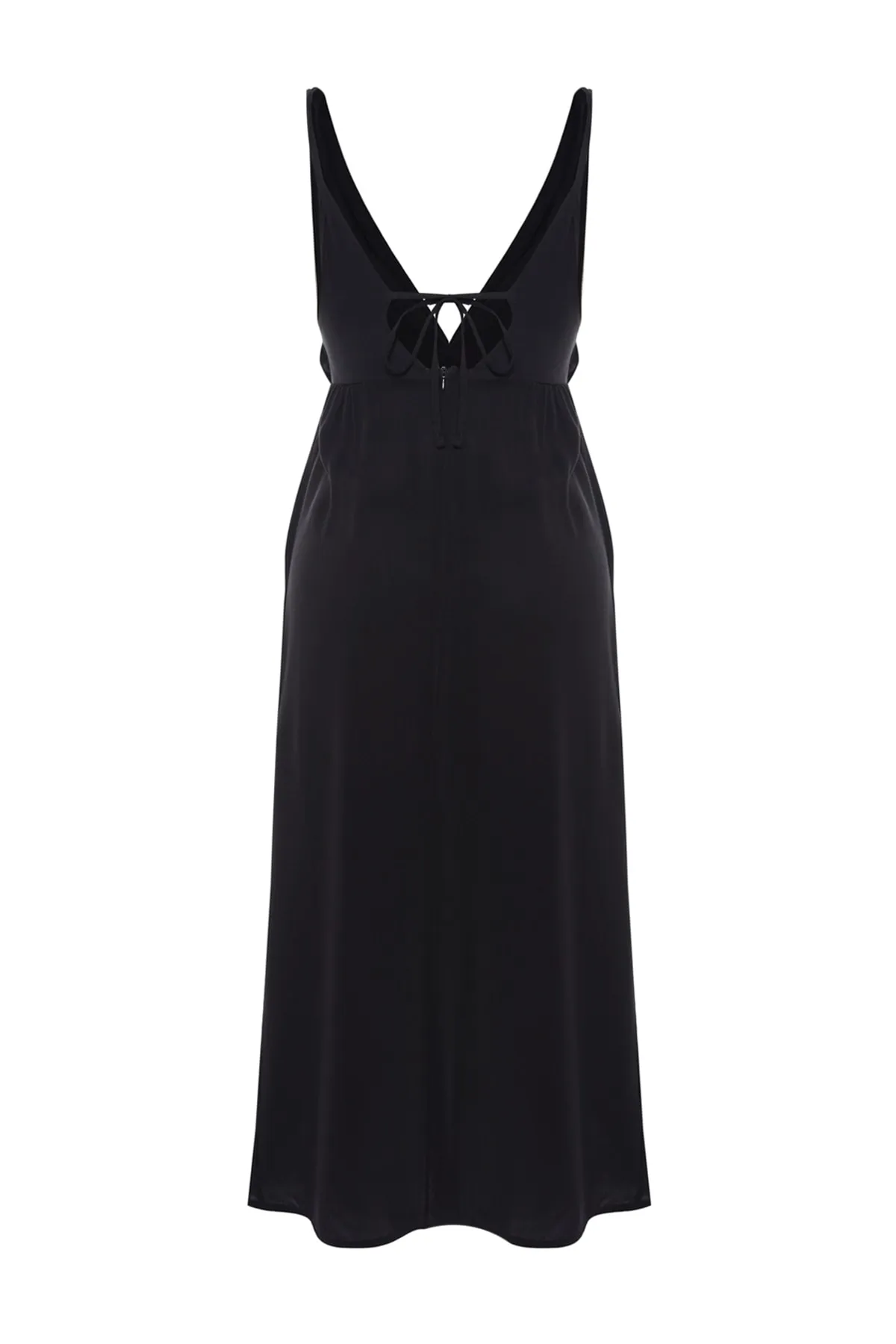 Trendyol Collection  Schwarzes, gerafftes Midi-Strandkleid aus Webstoff TBESS23EL00130