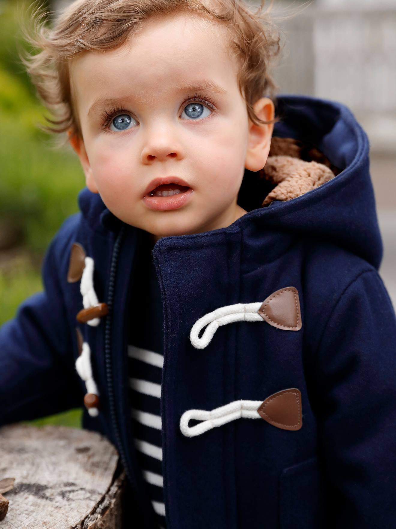 Manteau duffle-coat bébé avec capuche gris chine