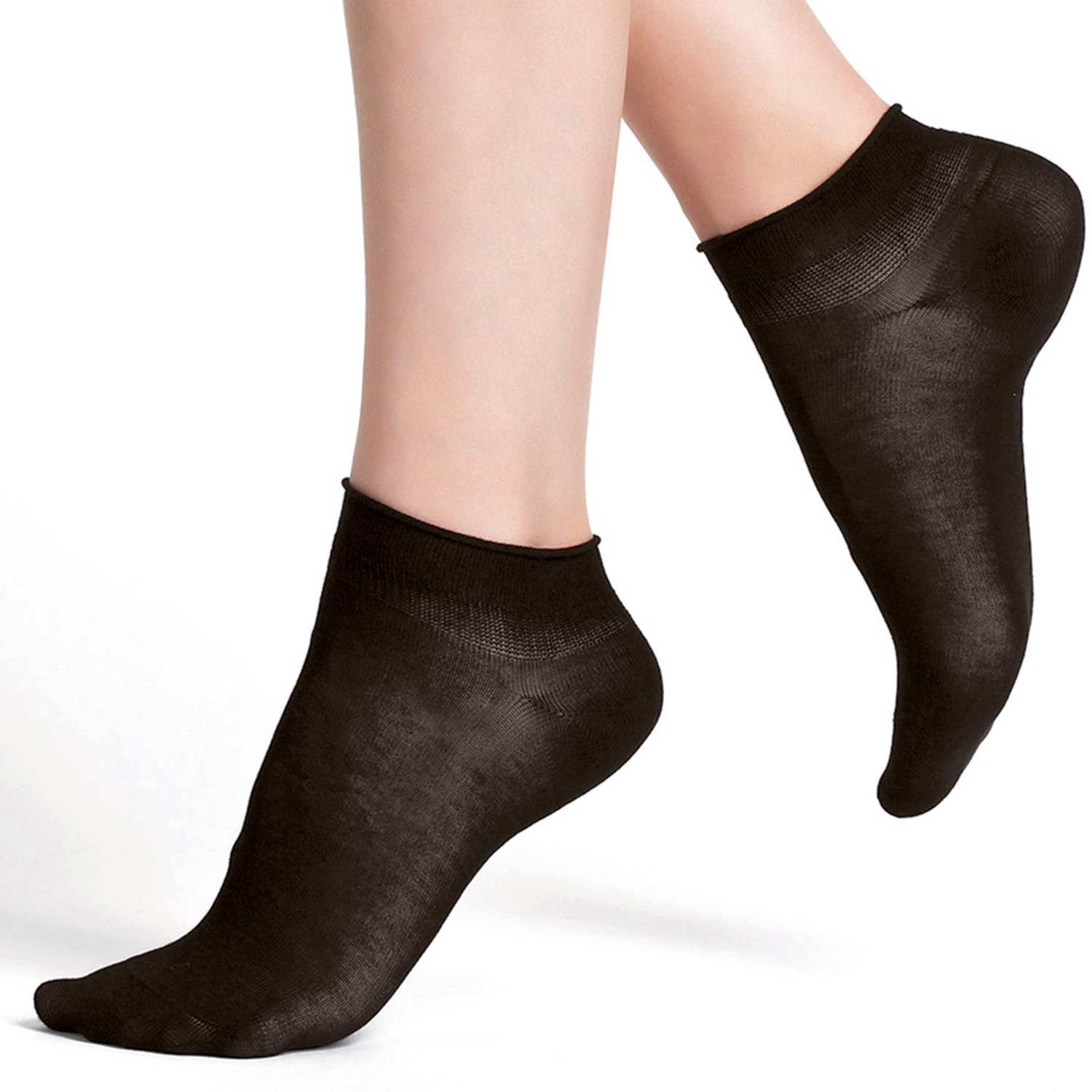 2 paires de chaussettes courtes BLEU FORET noires Fleur de peau pointure 37-41