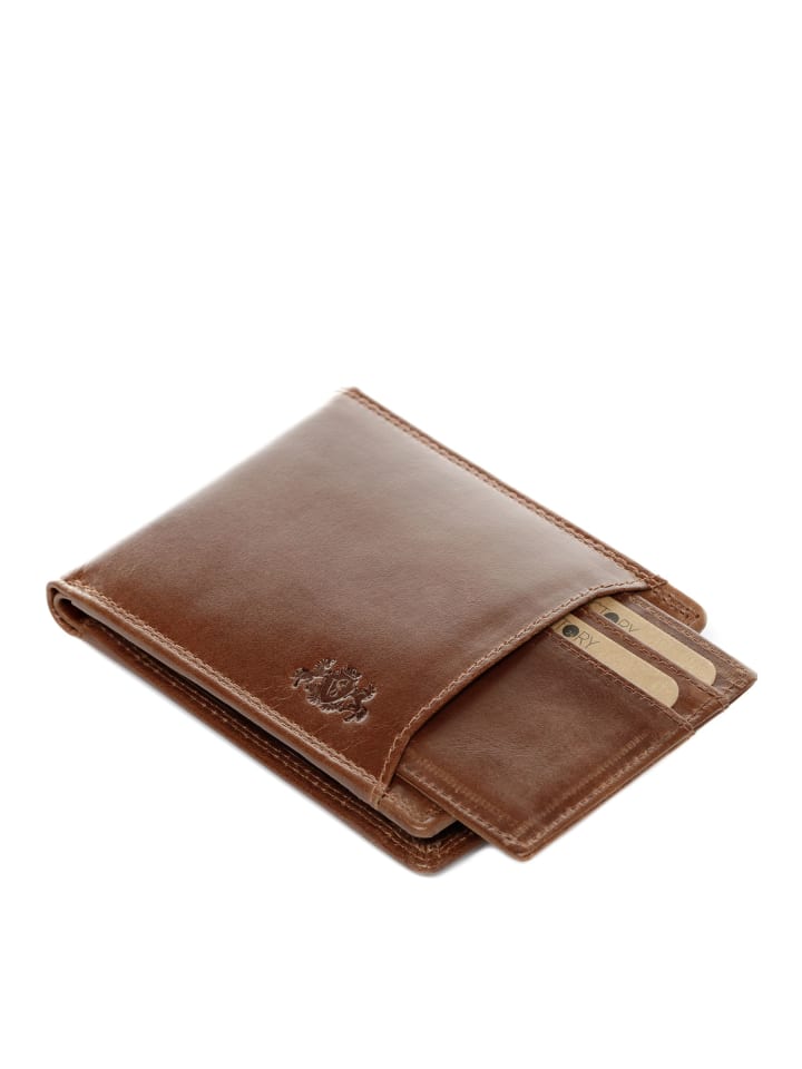 SID & VAIN Leder-Geldbörse echt Leder Geldbeutel groß hell-braun in braun günstig kaufen onesize