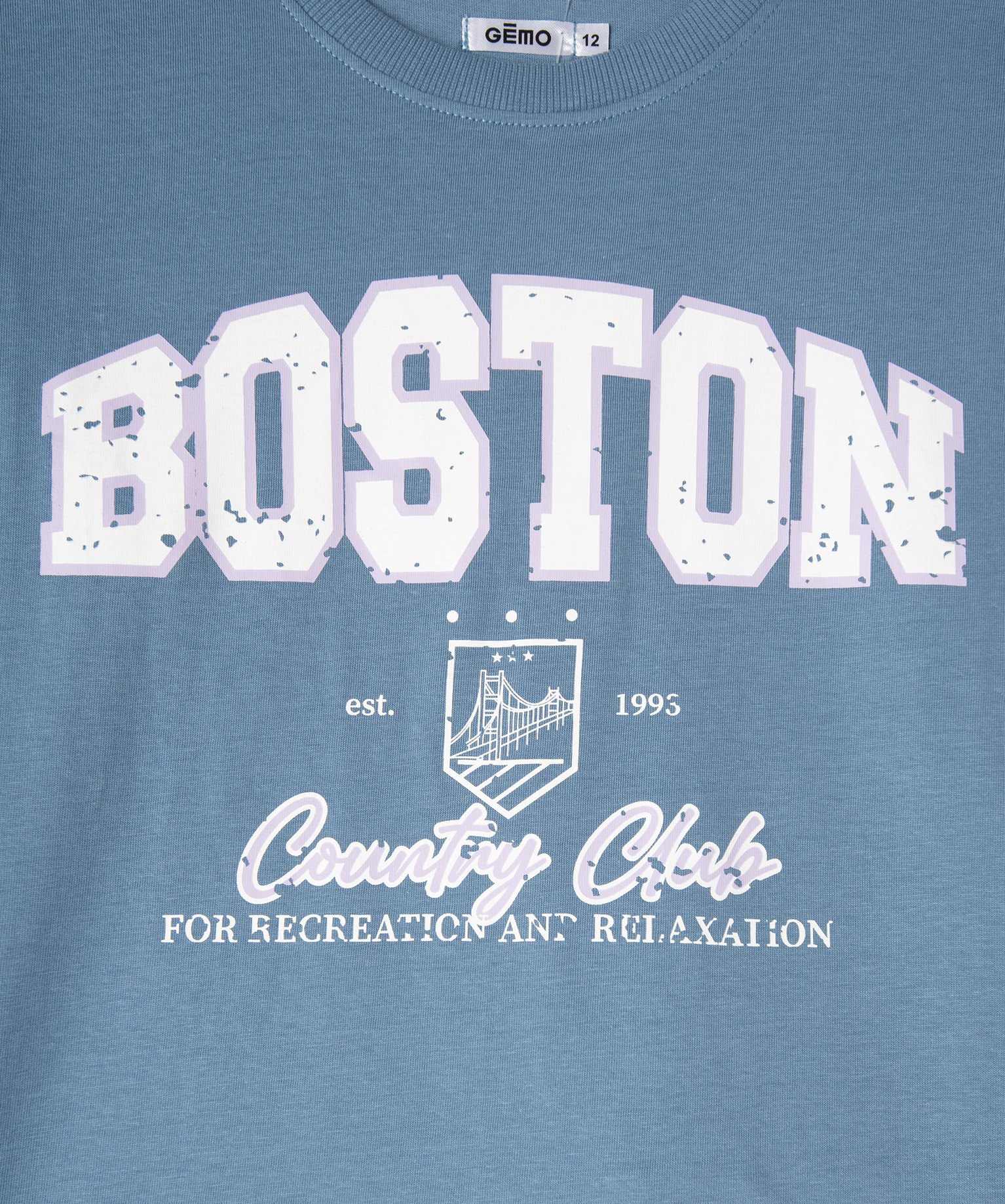 Pyjama en coton inscription Boston fille bleu | GEMO