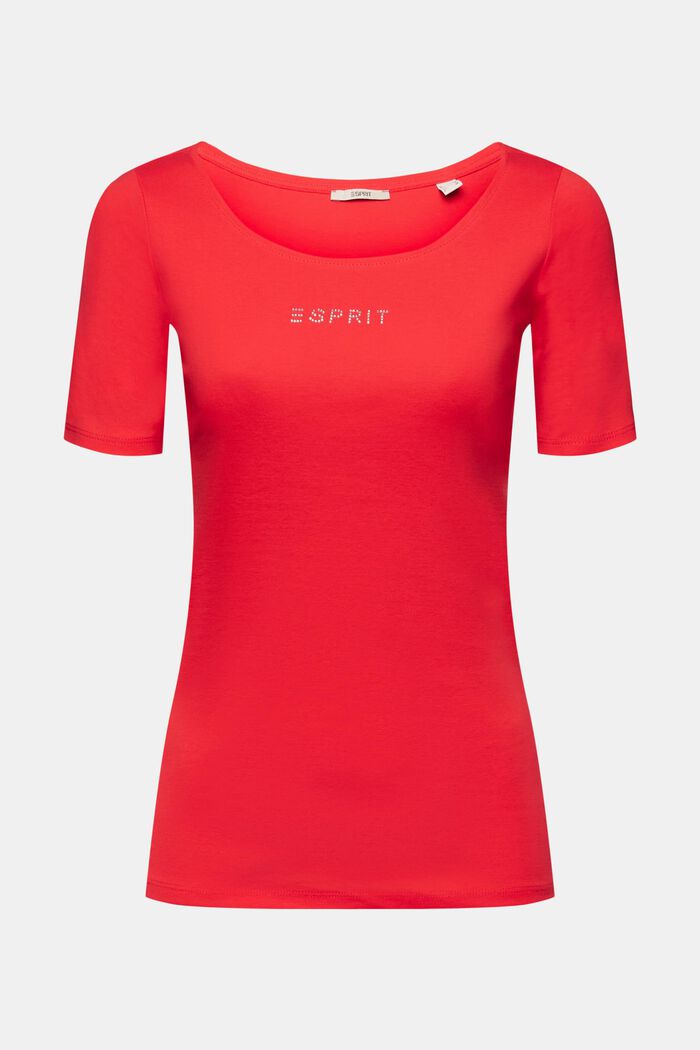 T-Shirt mit Logo aus Glitzersteinchen