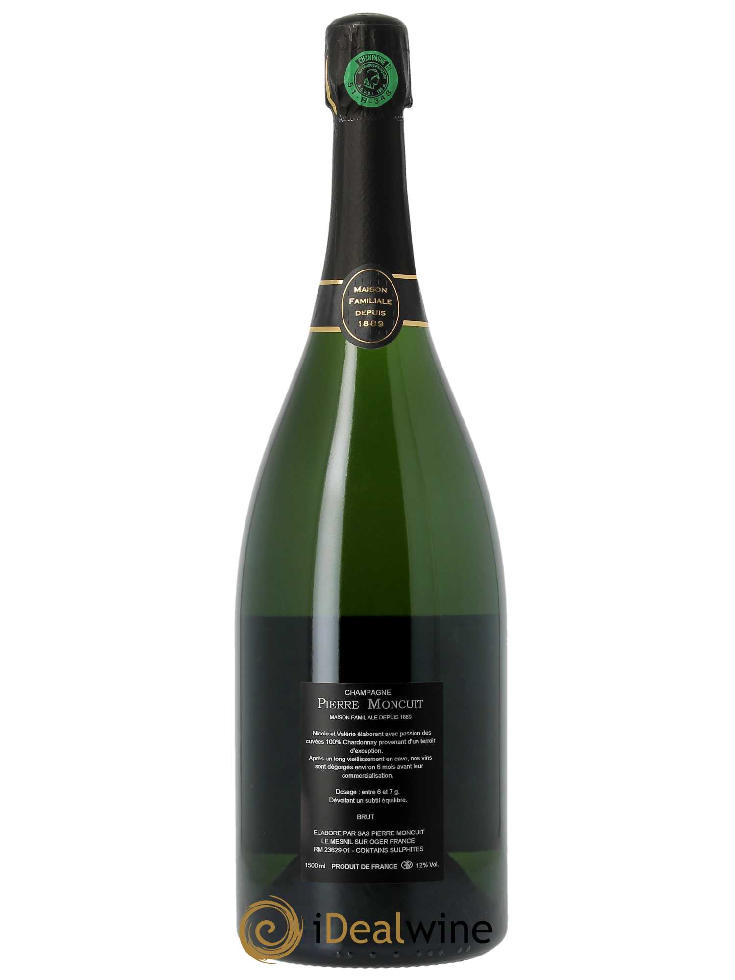 Brut Blanc de Blancs Hugues de Coulmet Pierre Moncuit   - Lot de 1 Magnum