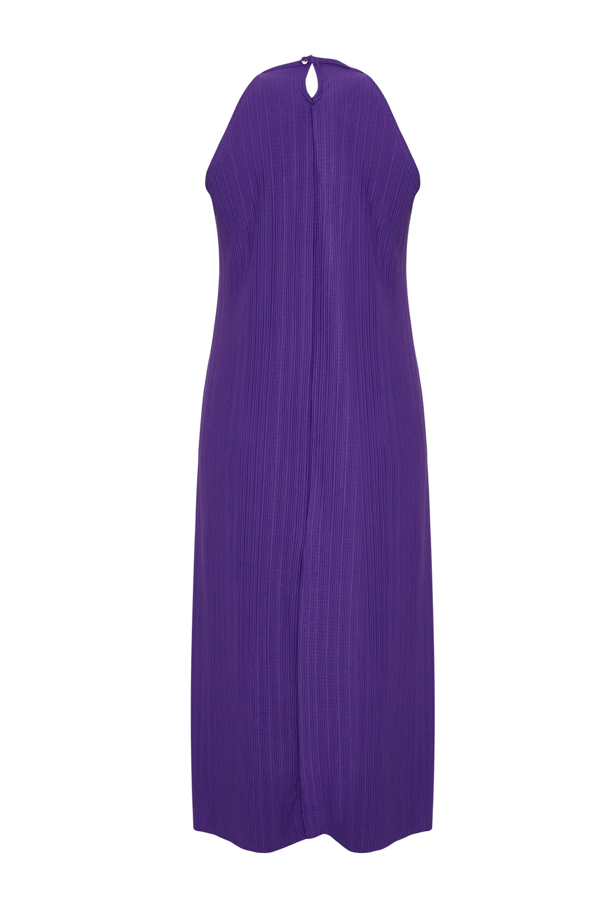 Trendyol Collection  Lila Etuikleid/einfarbiges, ärmelloses Midi-Strickkleid mit Falten TWOSS23EL00752