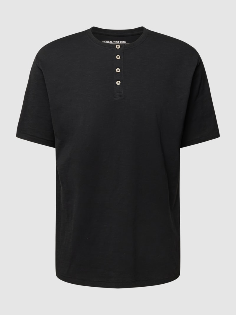 T-Shirt mit Knopfleiste in schwarz