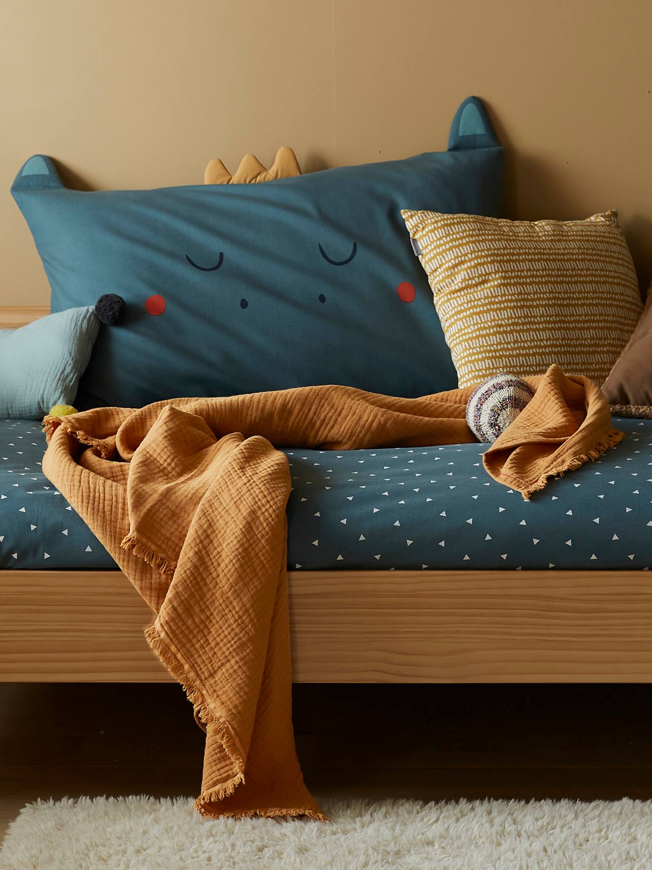 Couverture en gaze de coton bio caramel