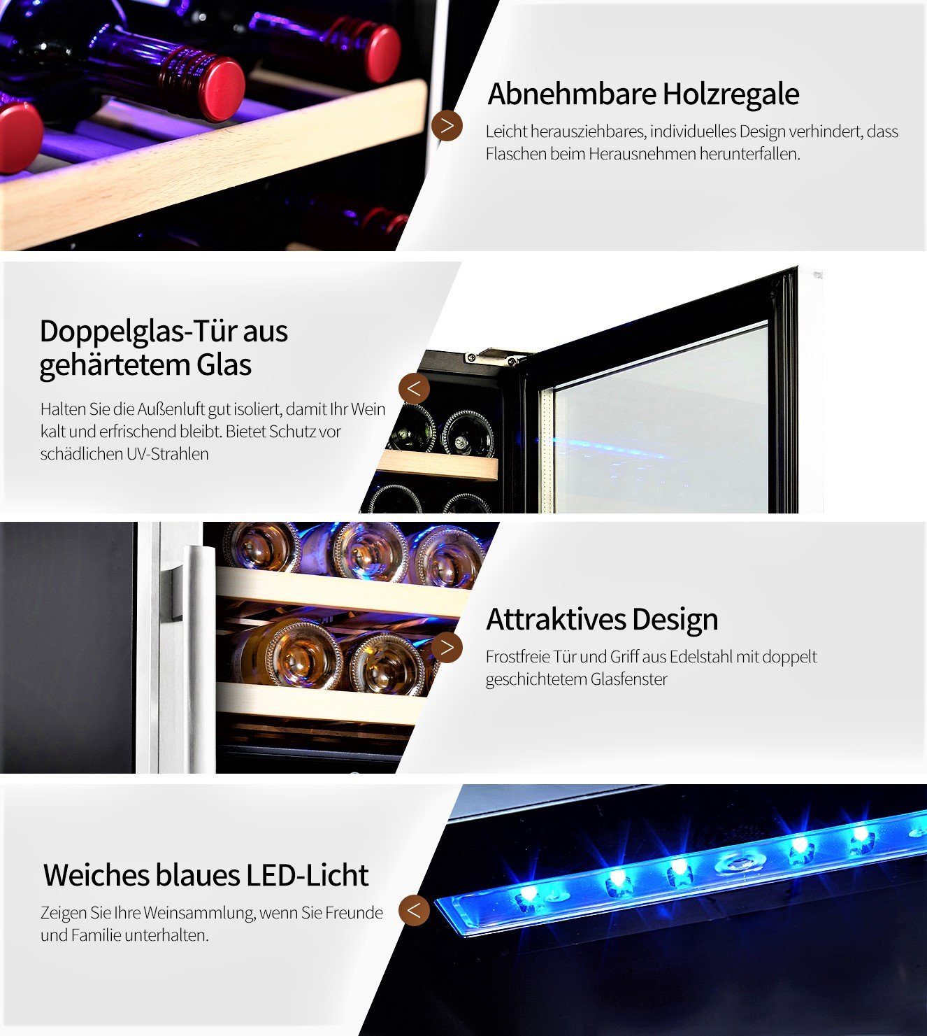 kalamera Weinkühlschrank KRC-33BSS, für 33 Standardflaschen á 0,75l,2 Zonen