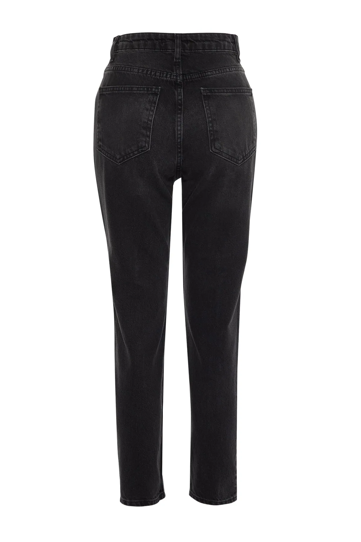 Trendyol Collection  Schwarze Mom-Jeans mit zwei Knöpfen und hoher Taille TWOSS21JE0153