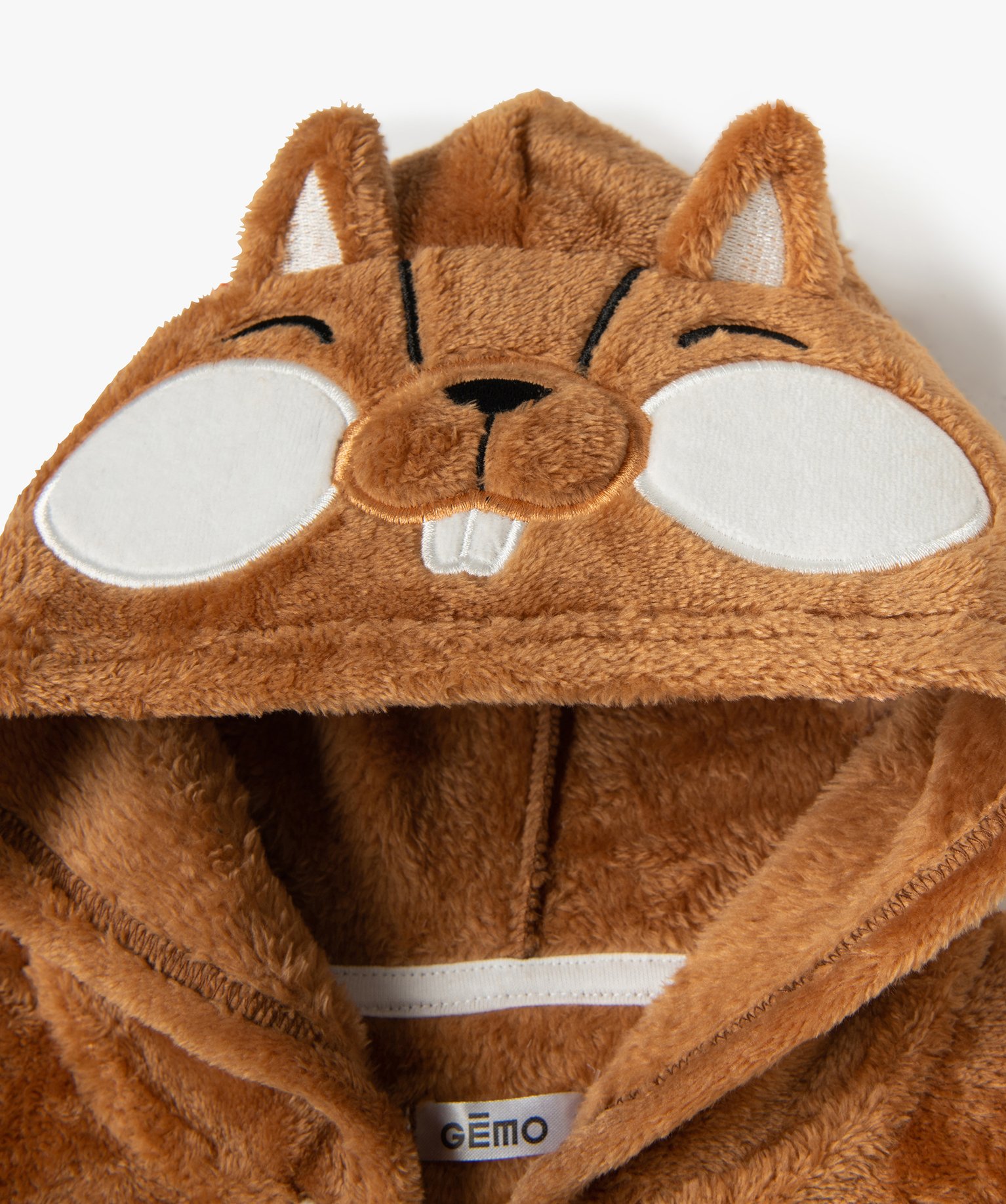 Surpyjama chaud et doux à capuche motif écureuil marron | GEMO