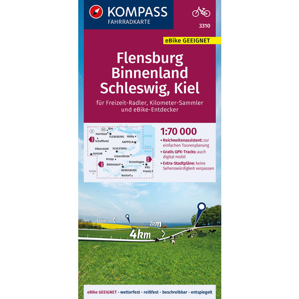 KOMPASS FAHRRADKARTE 3310 FLENSBURG BINNENLAND, SCHLESWIG - Fahrradkarte