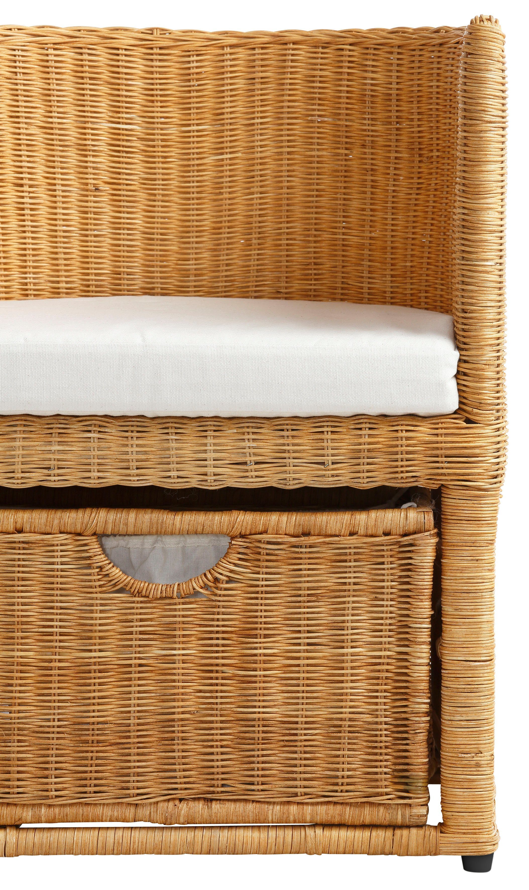 Home affaire Rattanstuhl Blaxton, inklusive Korb und Sitzkissen, aus Rattangeflecht, Breite 56 cm
