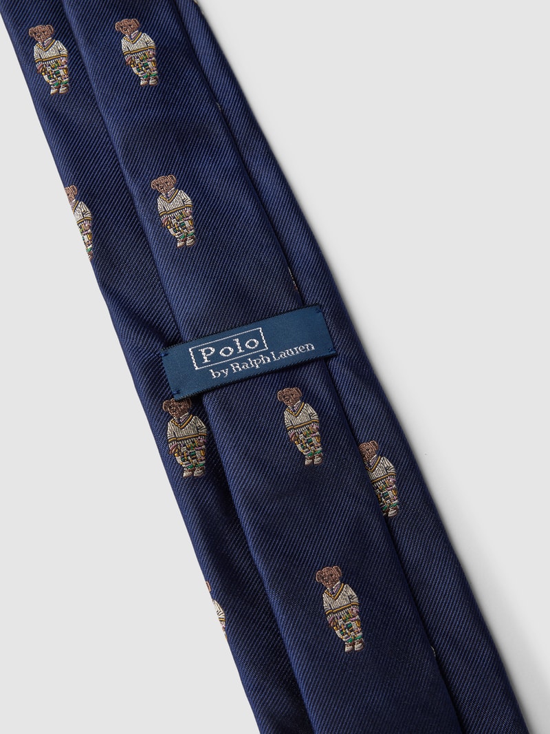Krawatte mit Motiv-Print in marineblau