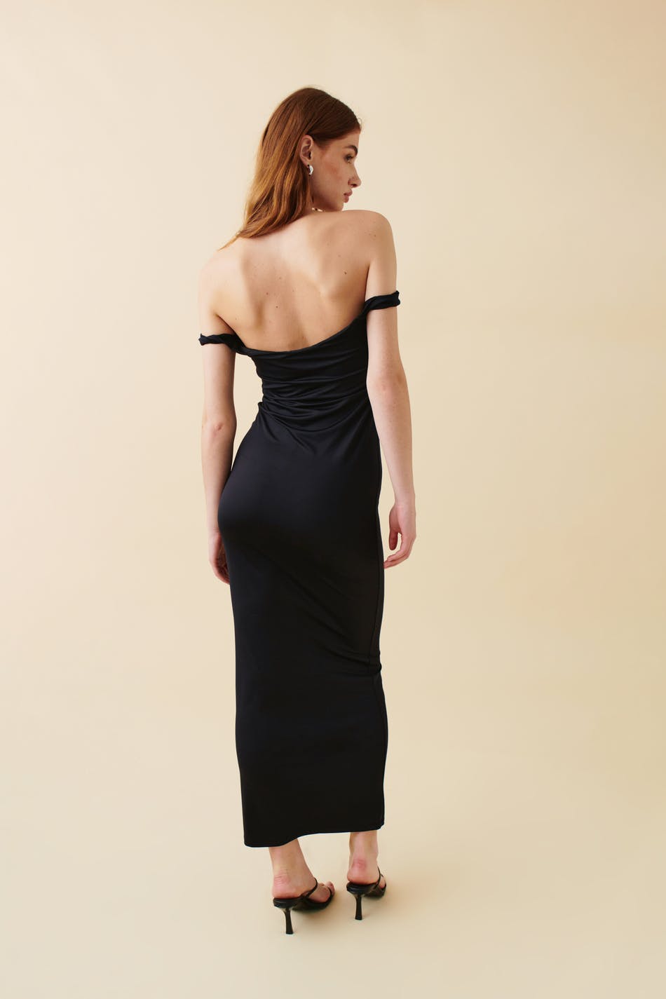 Twisted off shoulder maxi dress