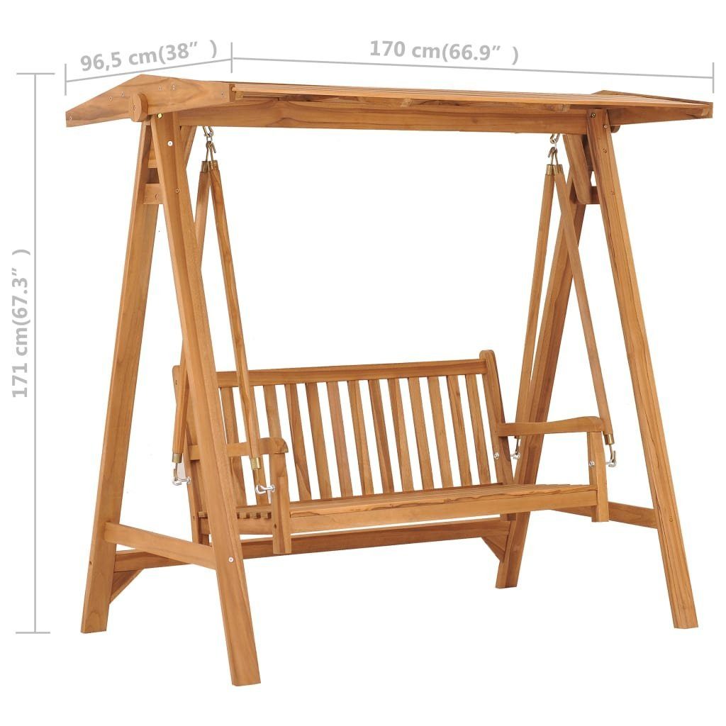 vidaXL Hollywoodschaukel Hollywoodschaukel 170 cm Massivholz Teak, 1 tlg.
