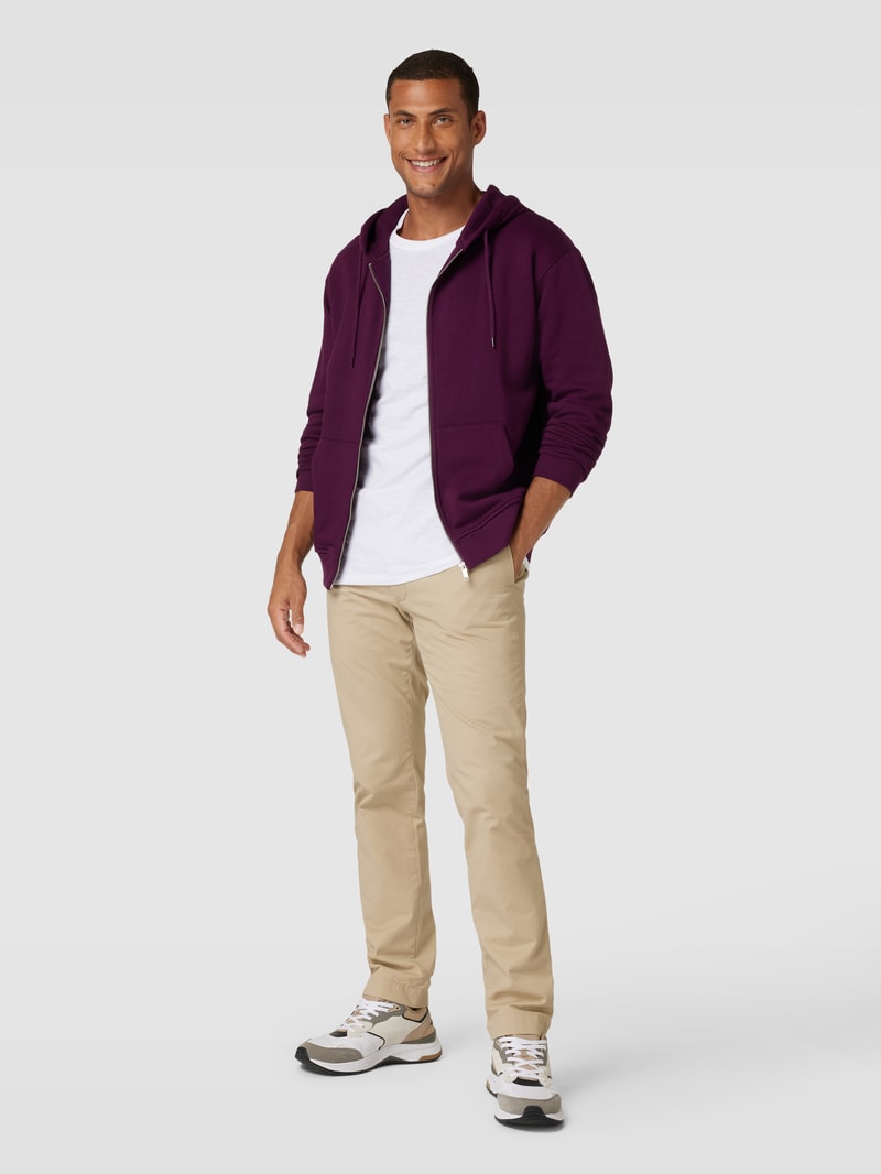 Sweatjacke mit Kapuze in aubergine