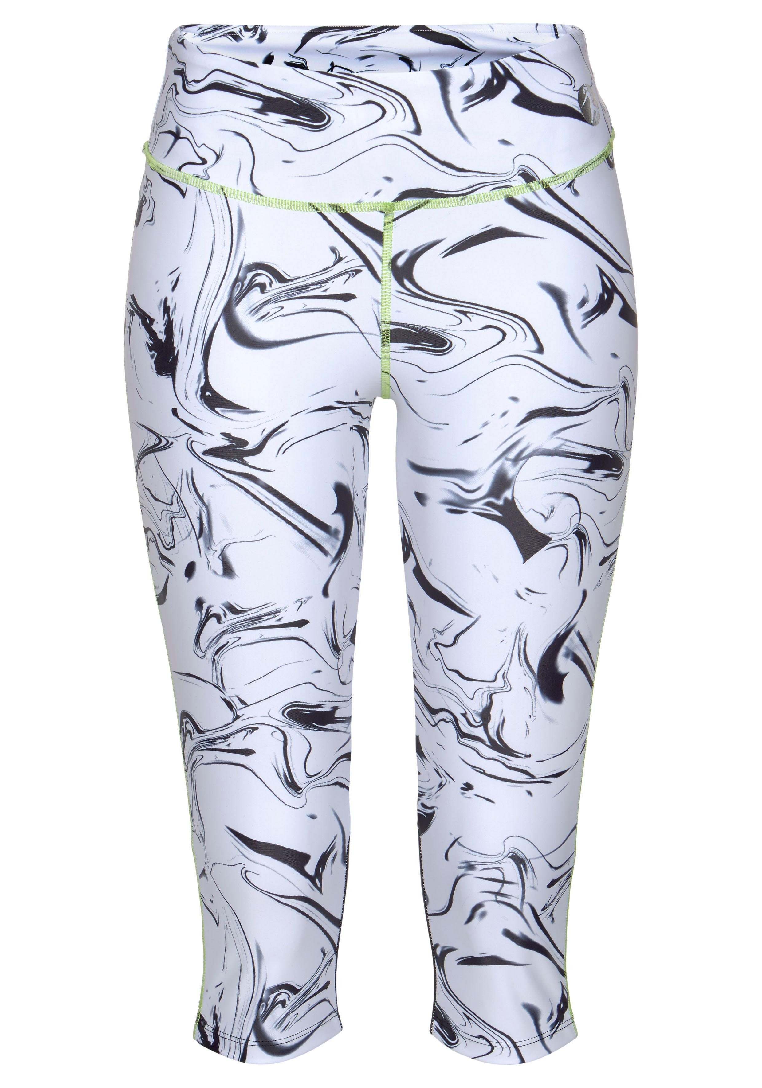 LASCANA ACTIVE Caprileggings White Marble mit Mesheinsätzen