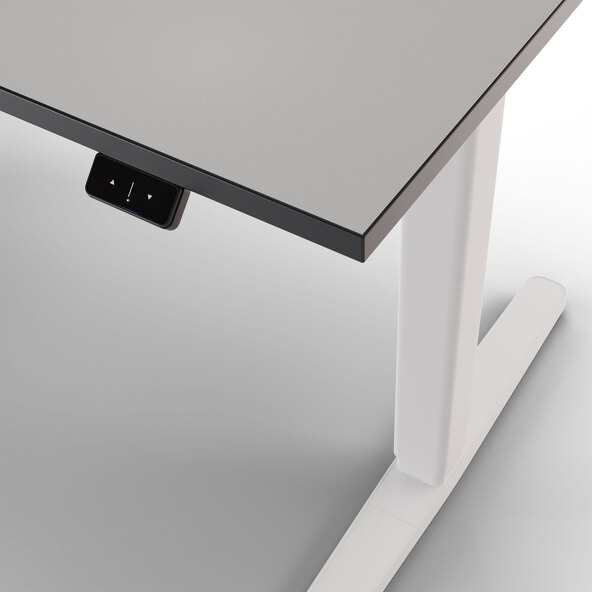 Elektrisch höhenverstellbarer Schreibtisch Desk Basic, silberweiß