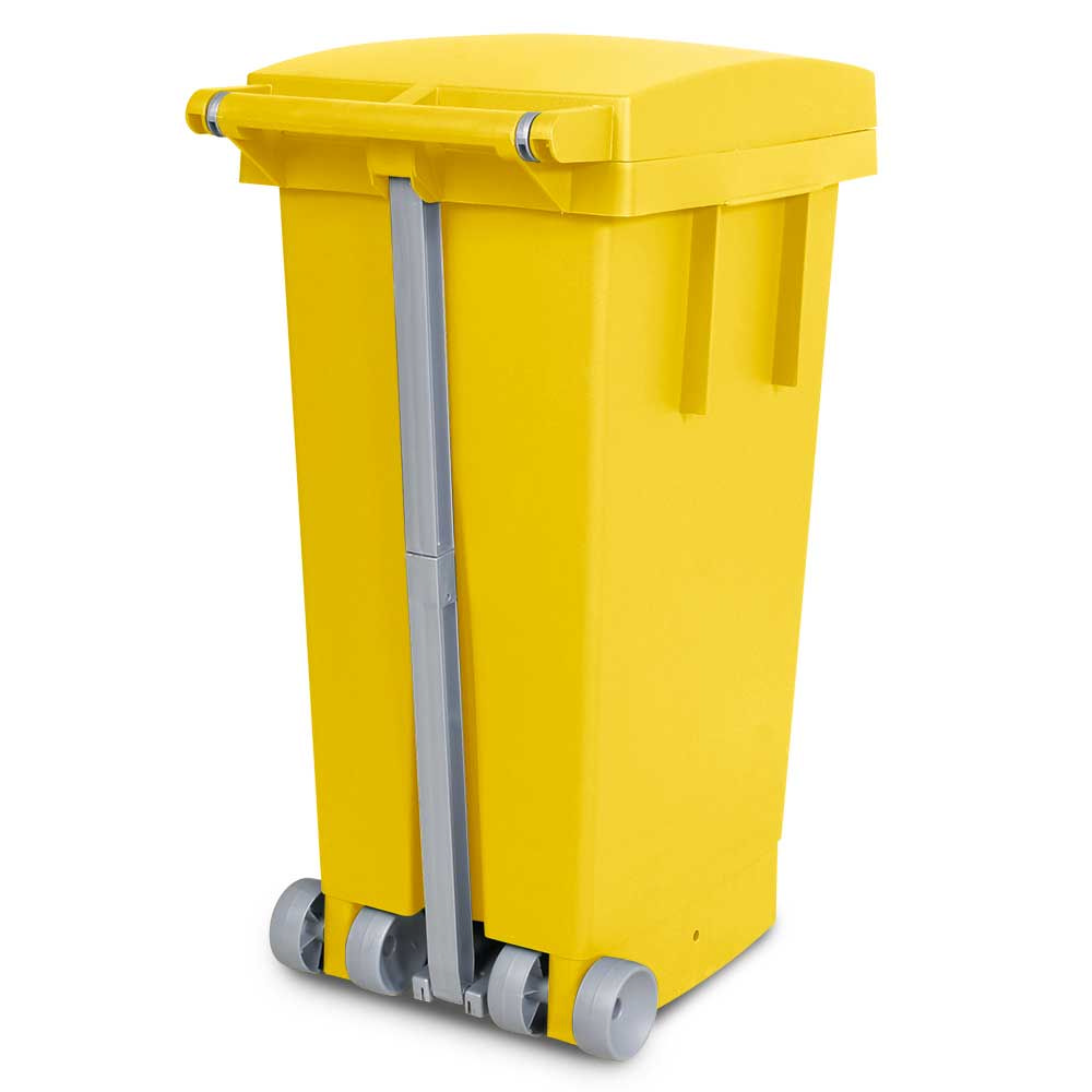 BRB Tret-Abfallbehälter mit Rollen, gelb (2er Set)