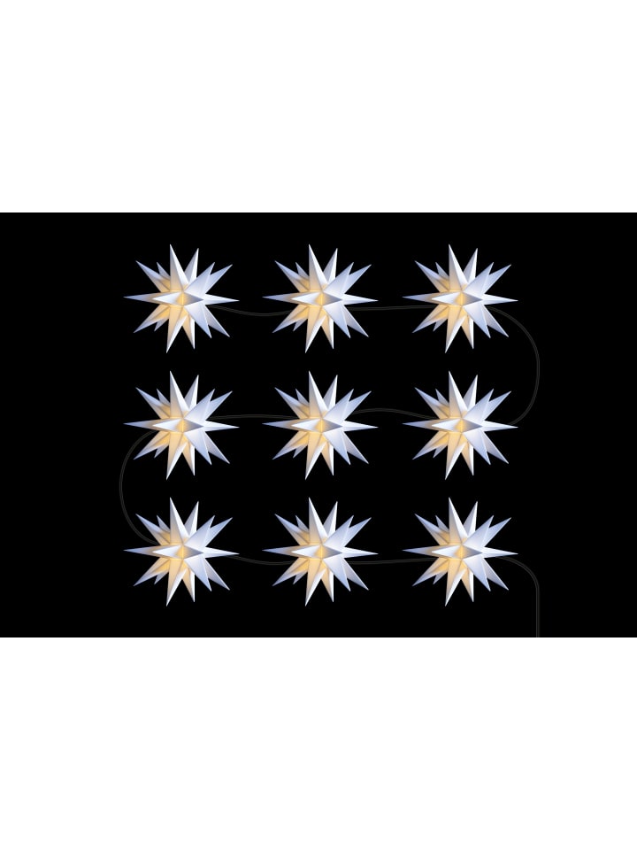 Sterntaler Sternenkette | Weihnachtsstern Kette | 9 Sterne | 18 Zacker | Weiß | günstig kaufen onesize