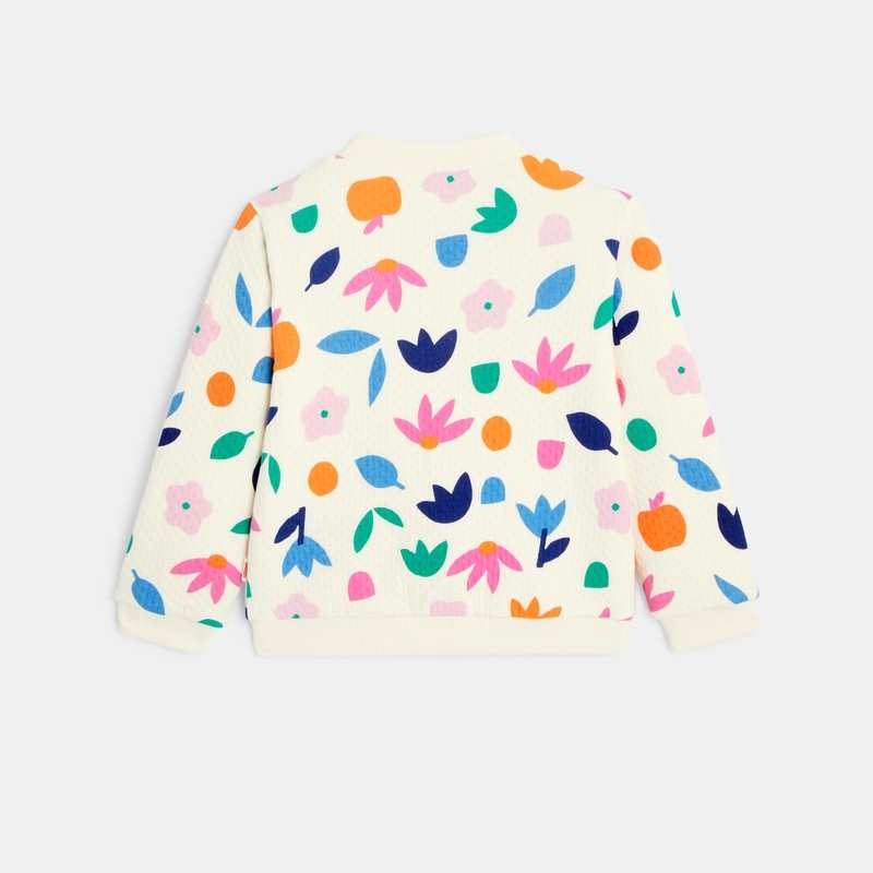 Gilet à pressions bébé fille jersey pointelle imprimé fleuri blanc Catimini