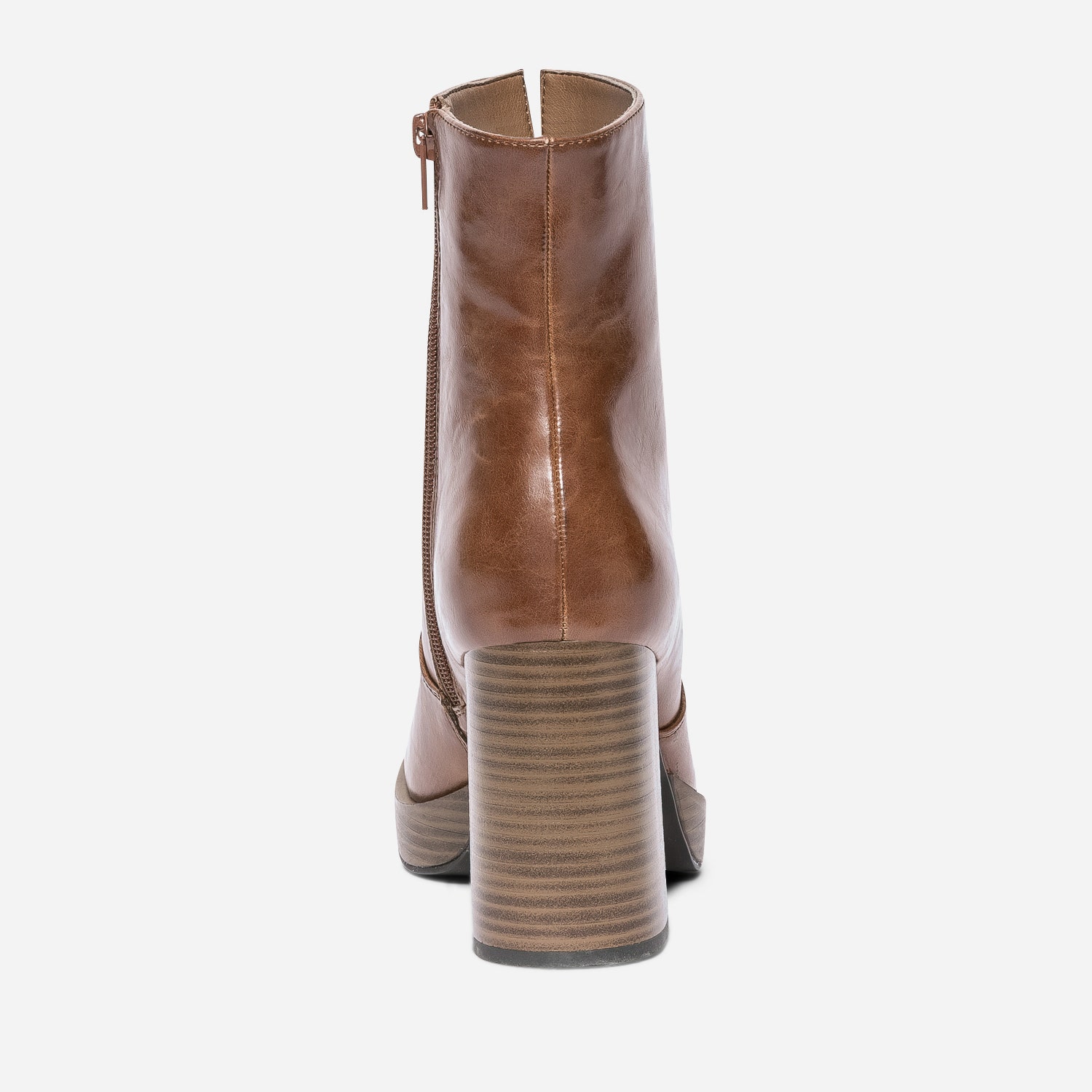 Boots camel à plateforme et talon flare