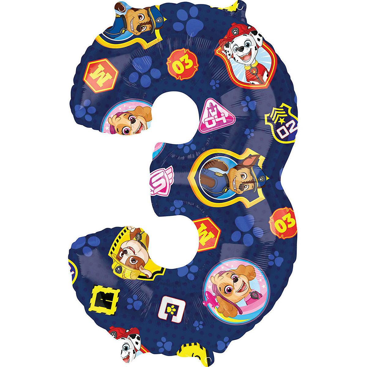 Folienballon PAW Patrol Zahl 3, 43 x 66 cm