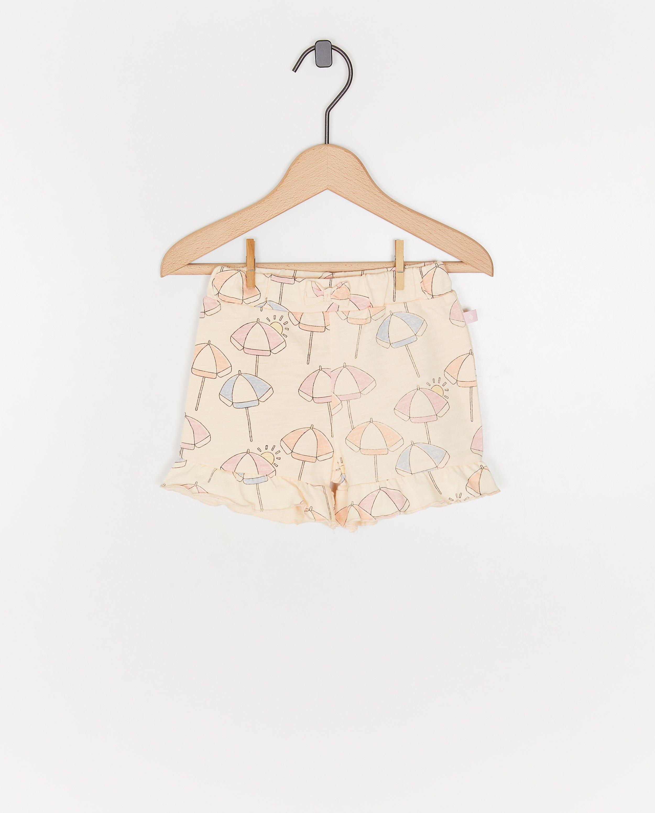 Feetje Shorts med parasolltryck ljusorange
