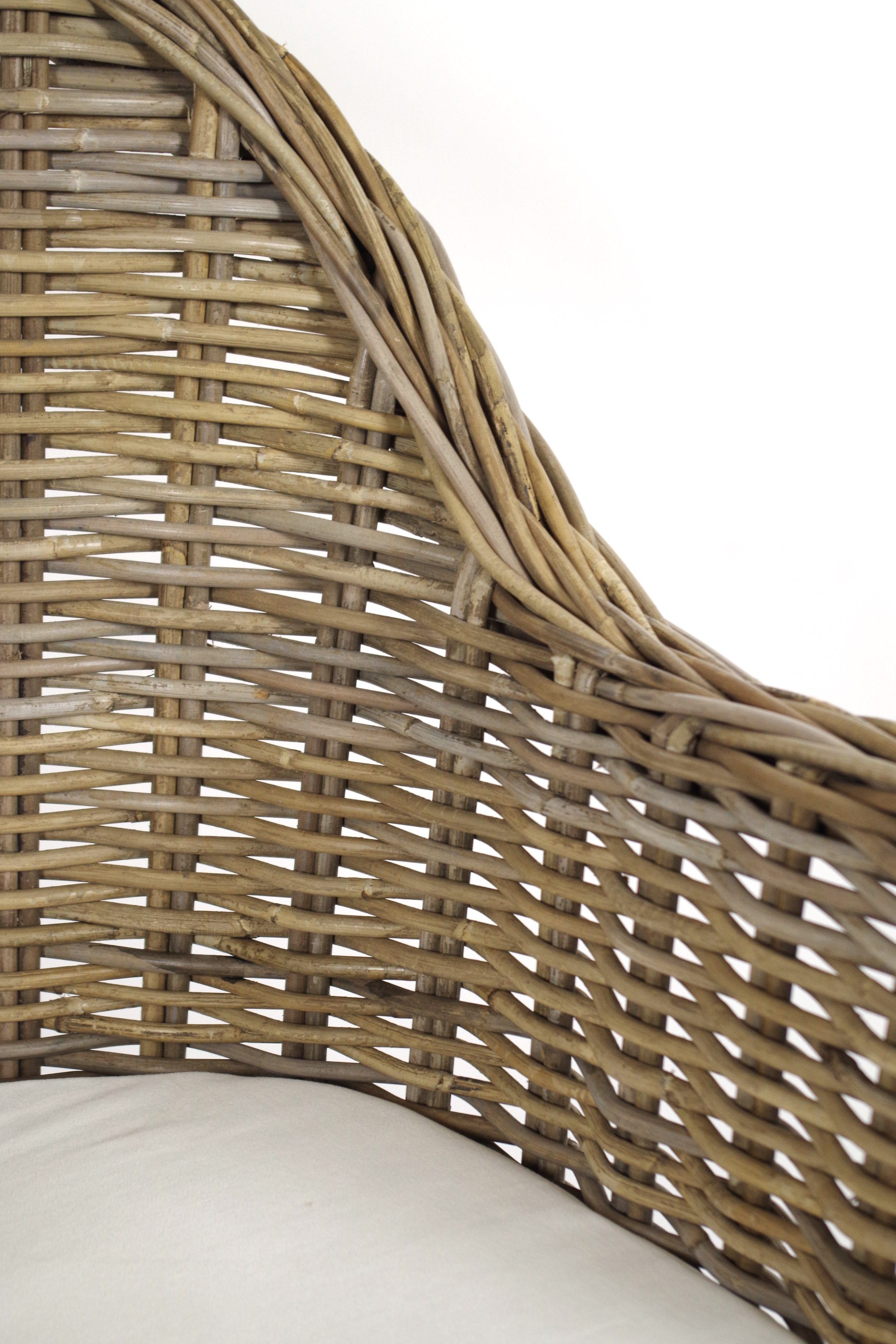 Kobolo Rattanstuhl BOSTON NEW Sessel aus Rattan grau (kubu grey)