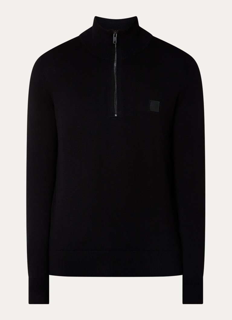 HUGO BOSS Kanobix_S fine-knit sweater in cashmere blend with half zip