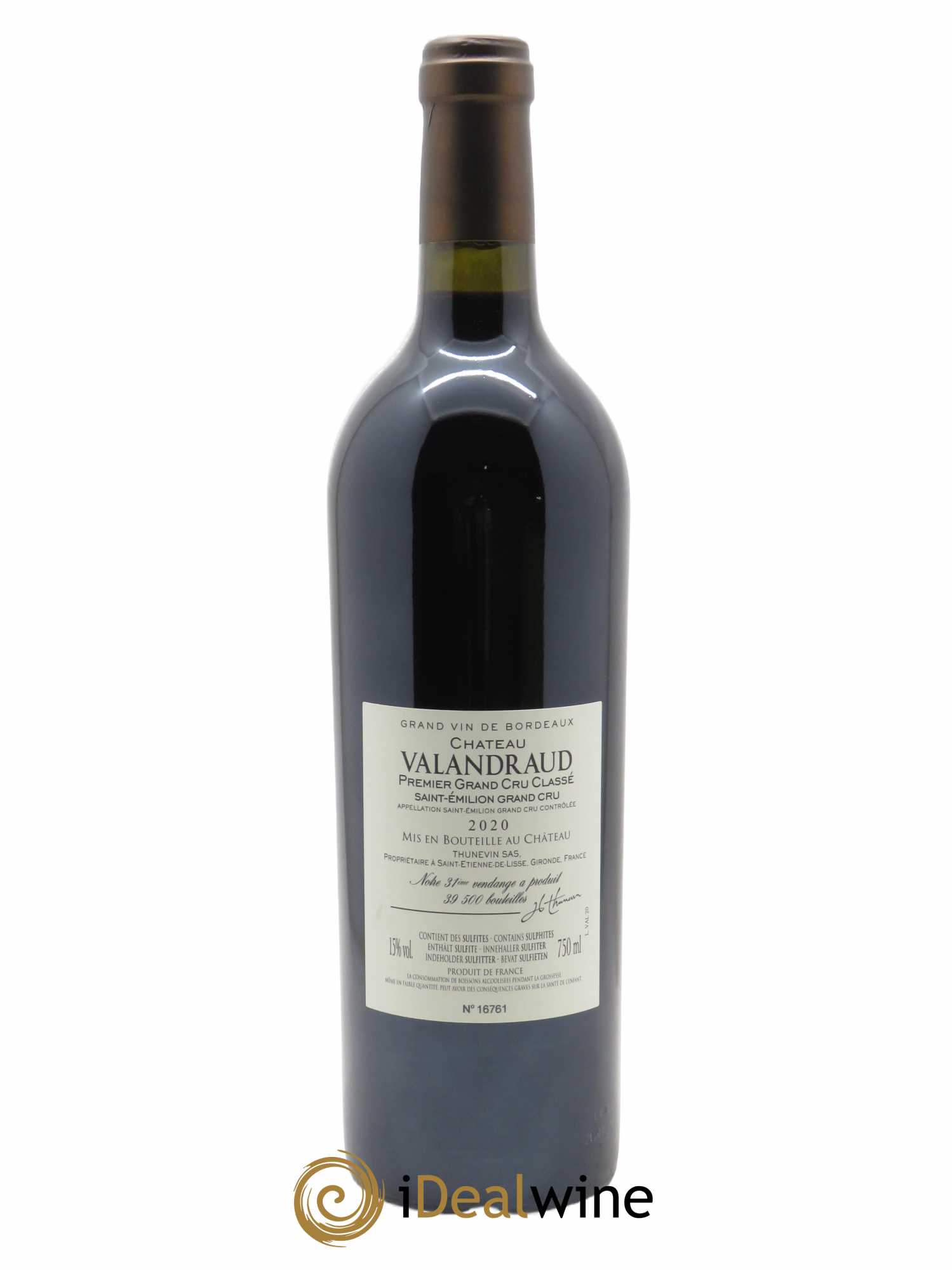Château de Valandraud 1er Grand Cru Classé B (depuis 2012) (CBO à partir de 6 BTS) 2020 - Lot de 1 Bouteille