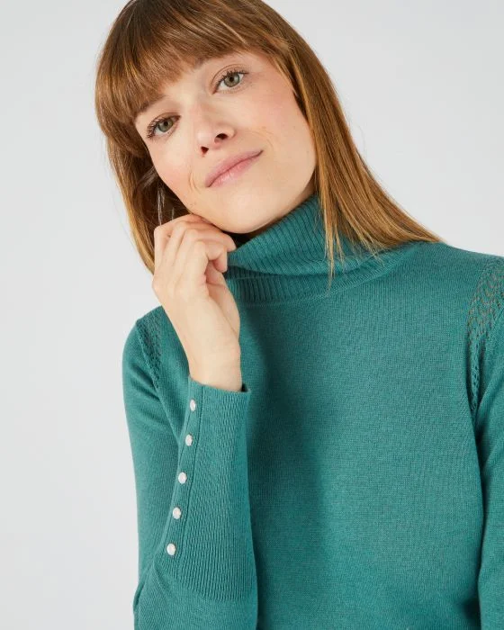 Pull col roulé maille fine