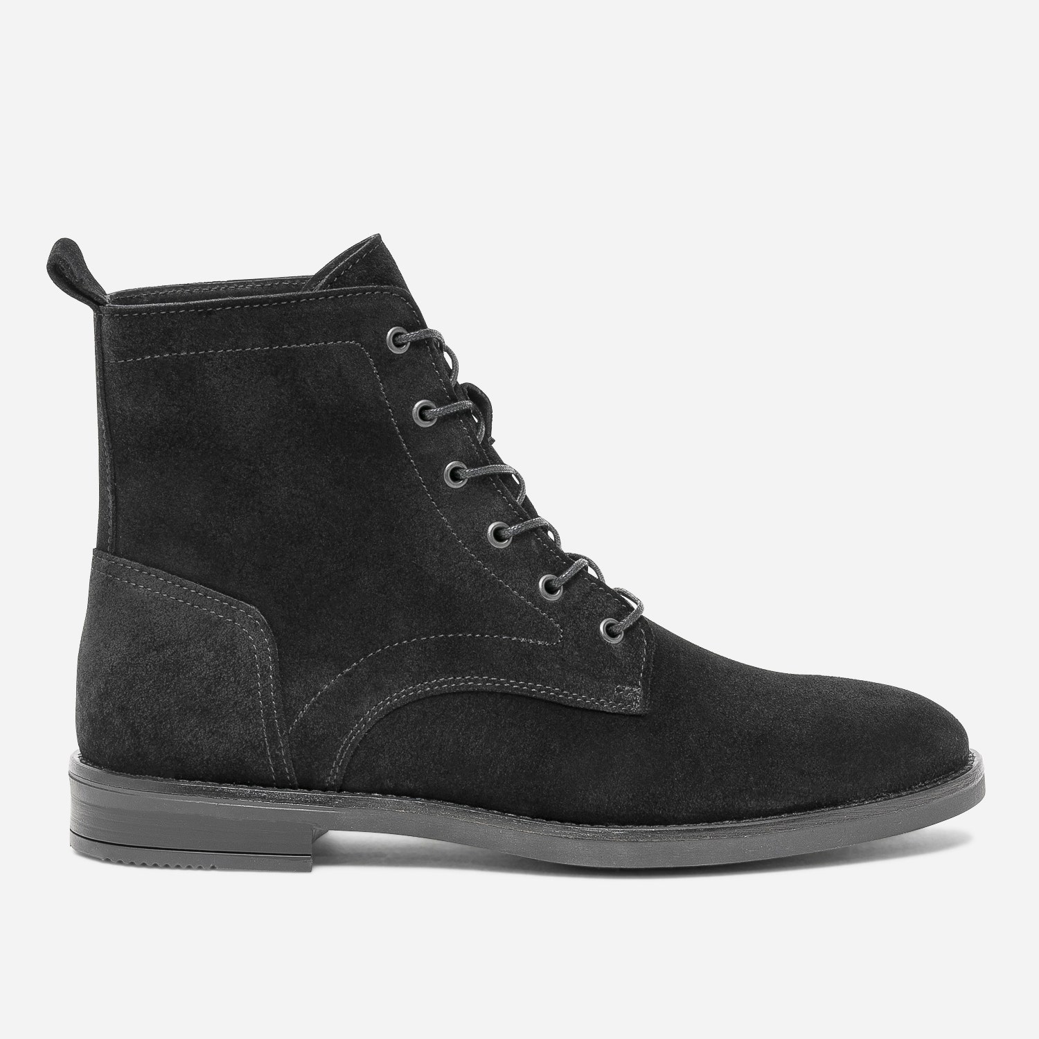 Boots à lacet noir en cuir velours