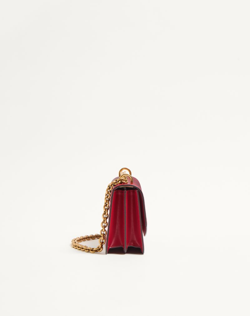 Bolsa de ombro pequena Valentino Garavani Vain em couro de bezerro brilhante