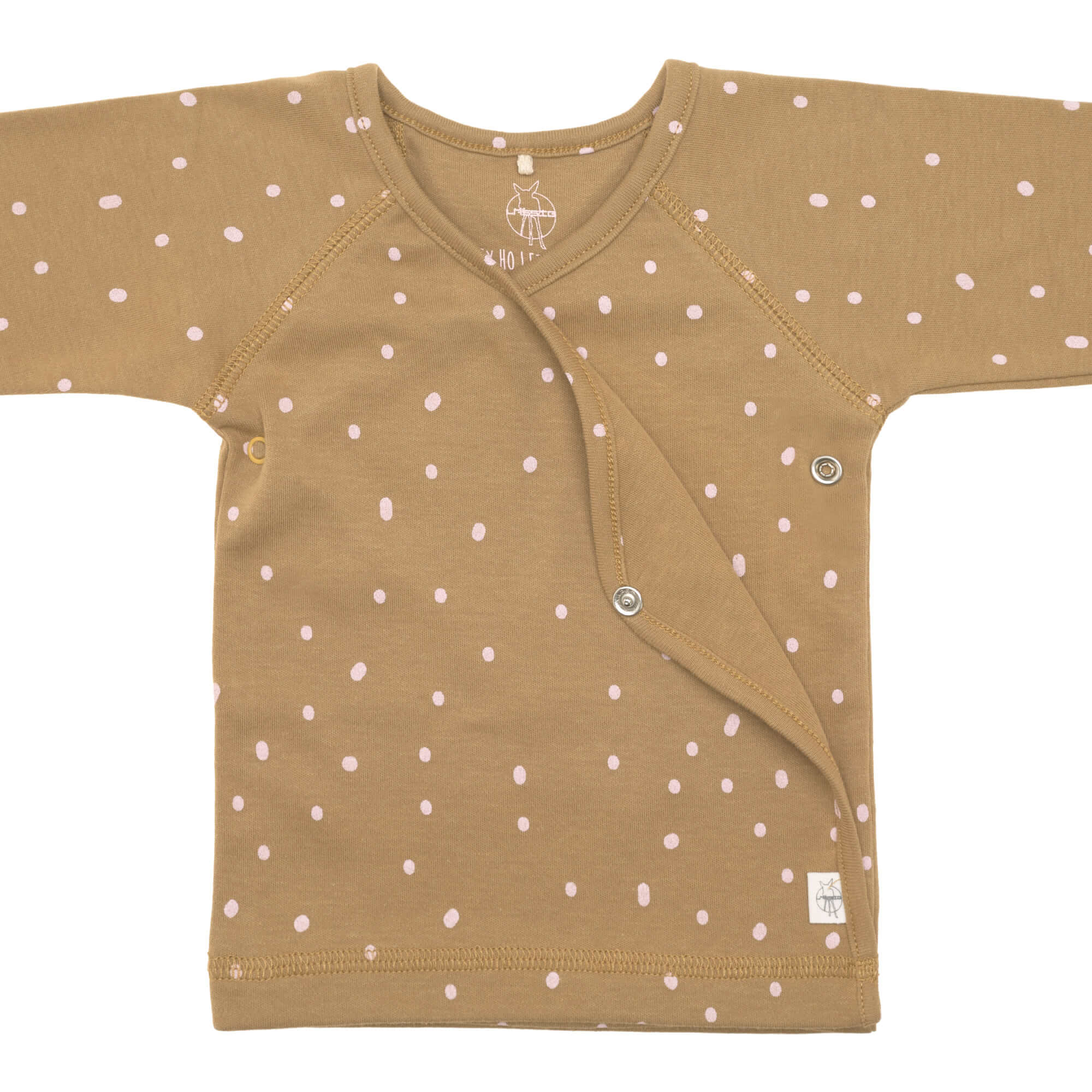 Baby Wickelshirt - Bio Baumwolle, Dots, Curry