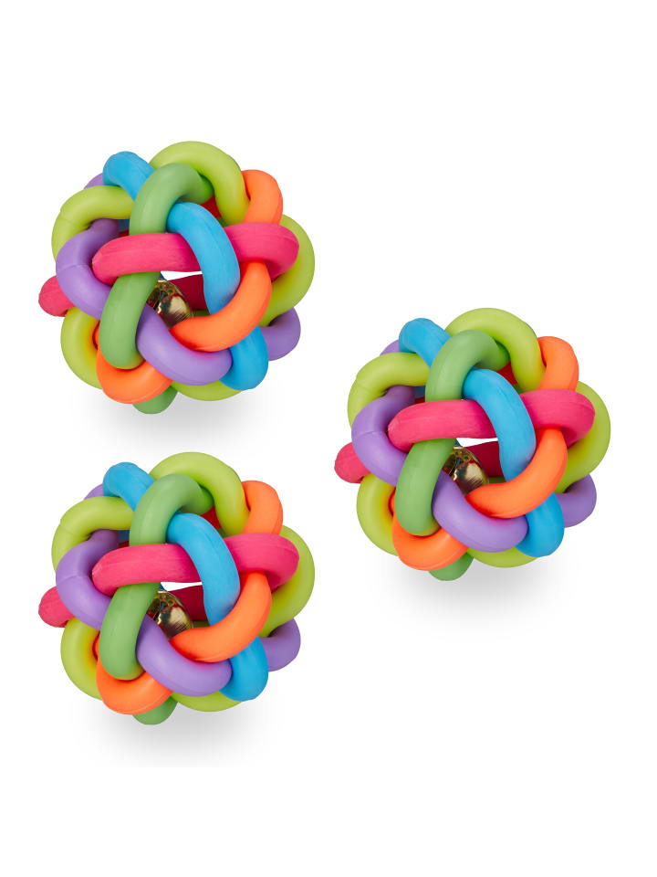 relaxdays 3 x Hundespielzeug-Ball in Bunt - Ø 6,5 cm günstig kaufen onesize