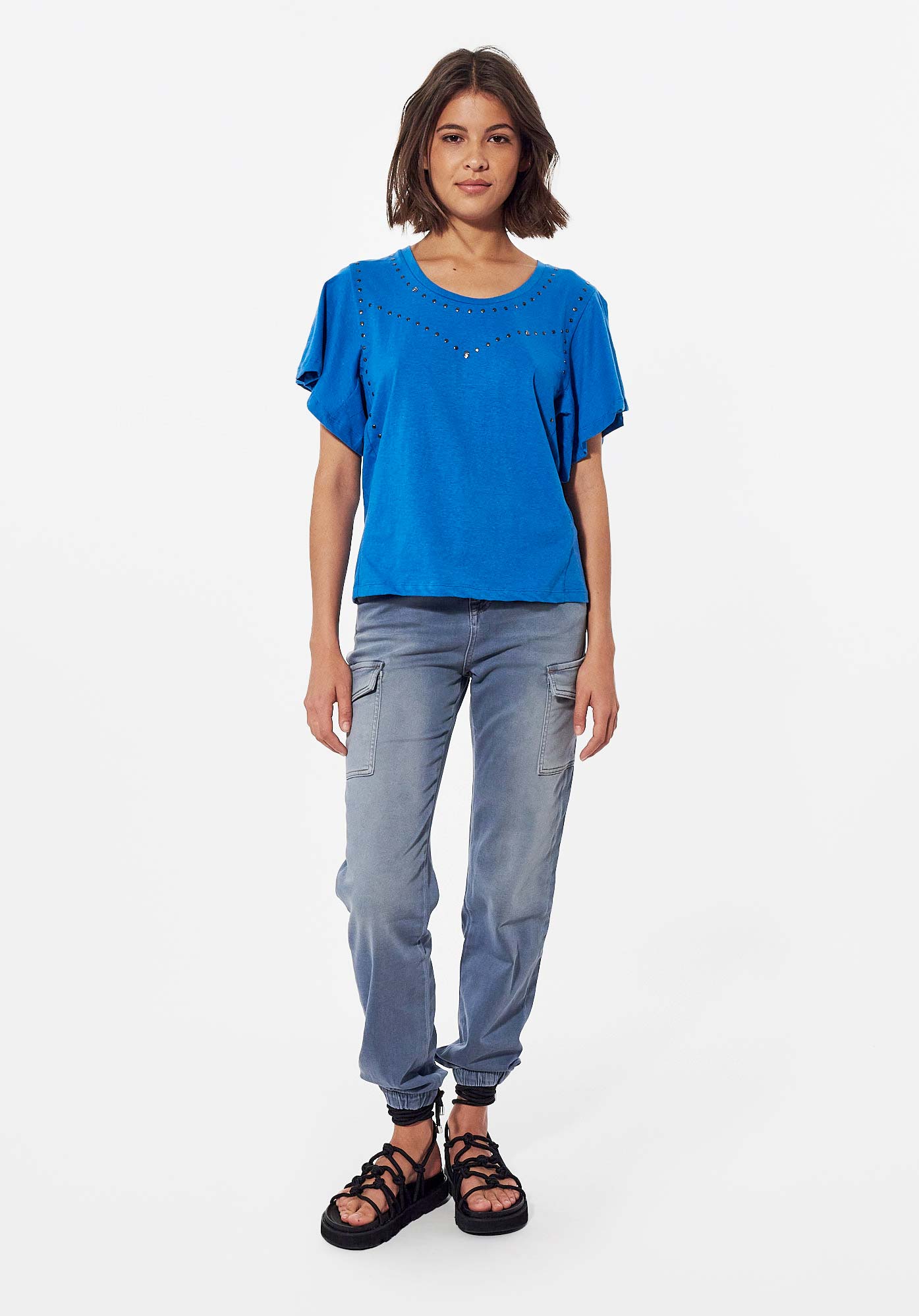 KARVI  T-shirt bleu loose Femme